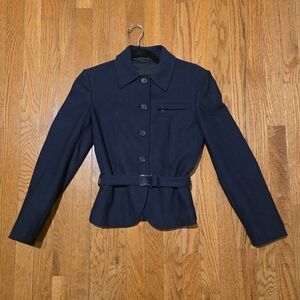 Prada Navy Belted Blazer